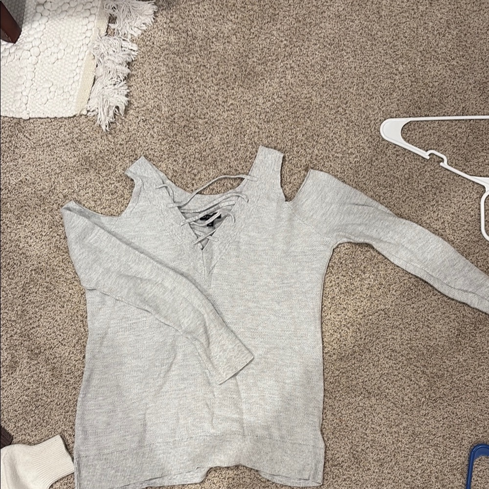 Express Light Gray Knit Sweater